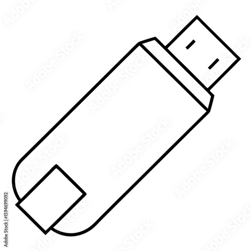 Clean line art illustration of a usb flash drive with its connector extended isolated on white background