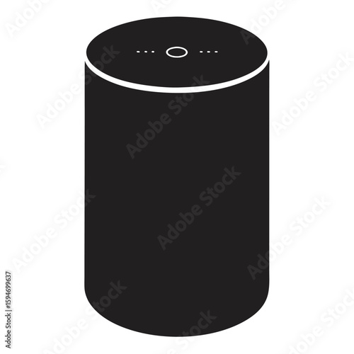 Simple silhouette of a smart speaker isolated on white background