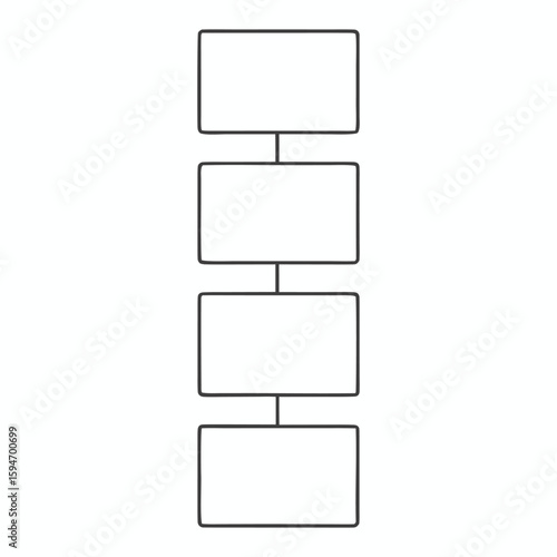 Blank vertical flowchart template with four steps, Editable process diagram for planning, presentation or workflow design