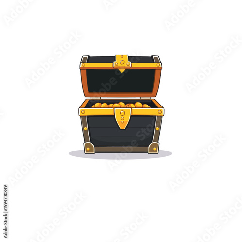 Vector art of an open treasure chest overflowing with gold coins