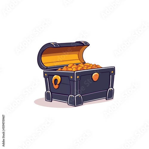 Vector art of an open treasure chest overflowing with gold coins