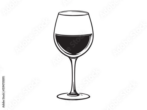 Elegant wine glass outline vector collection