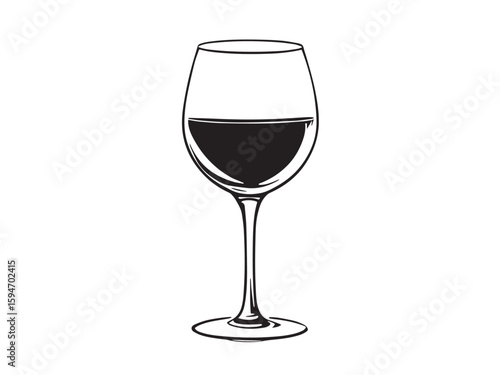 Glass of wine minimal line art vector bundle