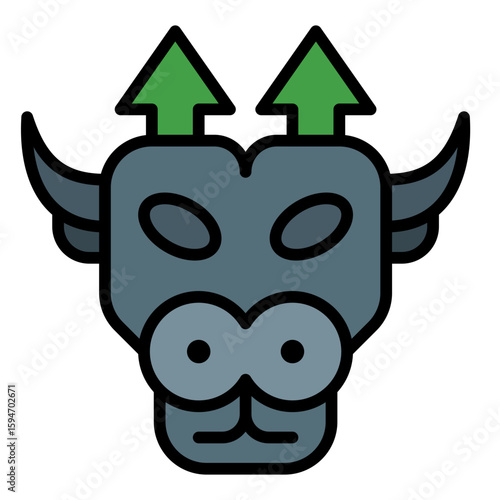 Bull market icon set. Financial growth and positive trend symbols.