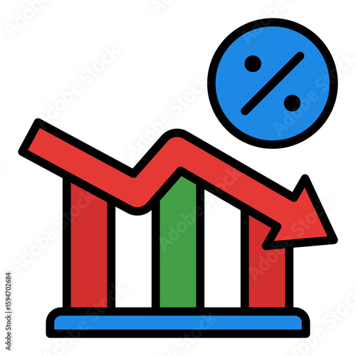 Financial loss icon collection. Downtrend and stock drop symbols.