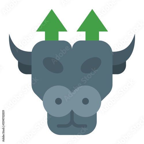 Bull market icon set. Financial growth and positive trend symbols.