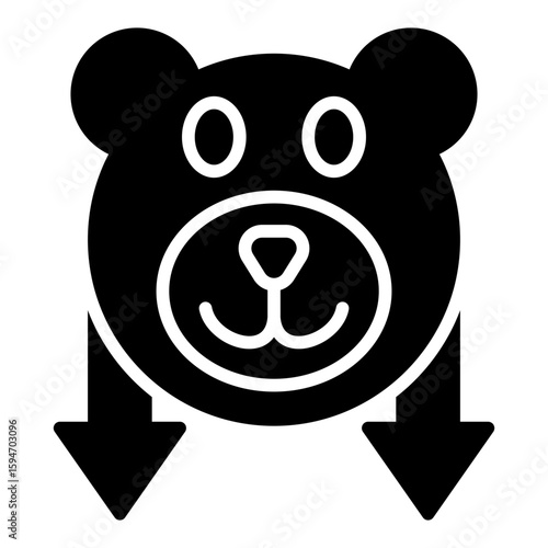 Bear market icon collection. Financial downturn and market loss symbols.