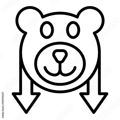 Bear market icon collection. Financial downturn and market loss symbols.