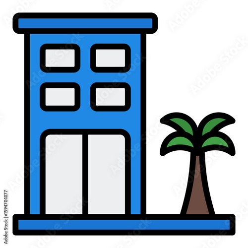 Resort icon set. Luxury vacation and beach hotel symbol collection.