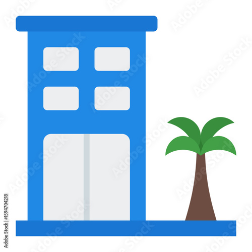 Resort icon set. Luxury vacation and beach hotel symbol collection.