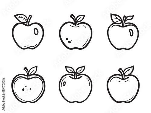 Simple apple outline drawing hand drawn style