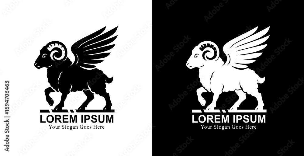 Fototapeta premium Winged lamb logo design with modern style