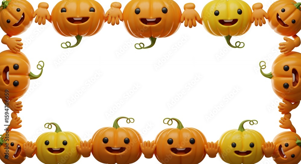 Fototapeta premium Pumpkin border frame for backgrounds