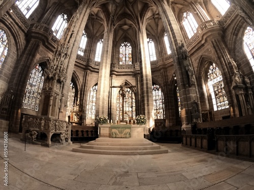 Nuremberg, Germany 10.17.2019: Interior of Saint Lorenz cathedral in Nürnberg