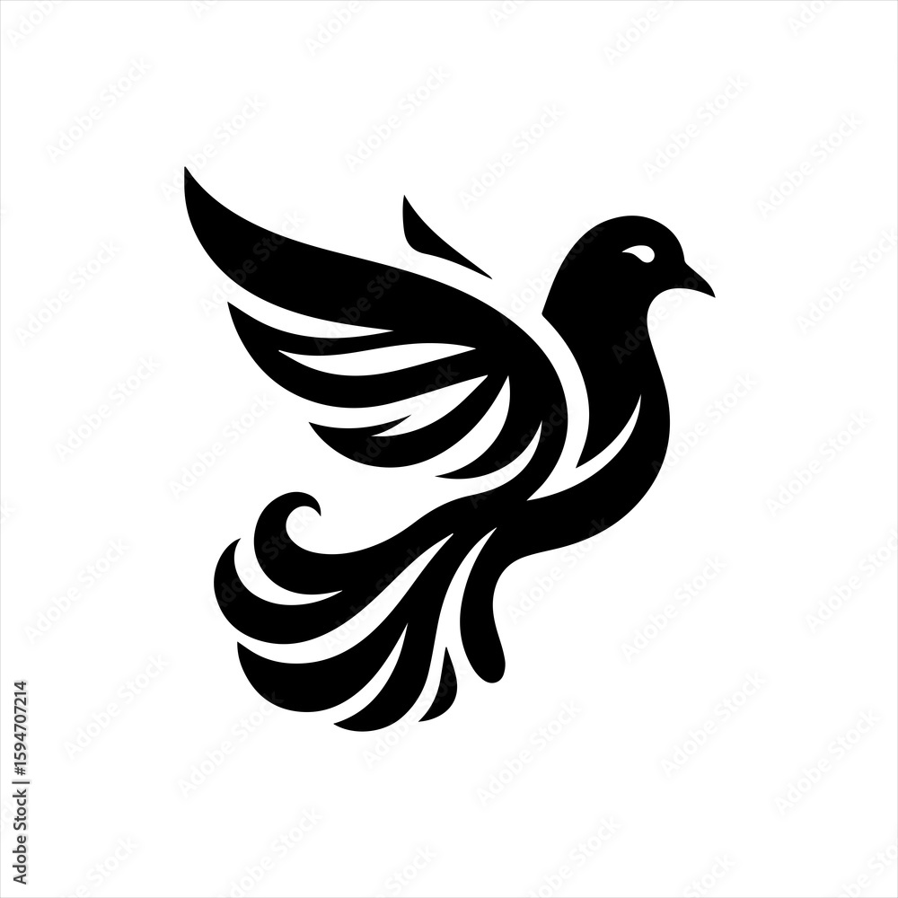 Obraz premium Vector art of stylized dove flying