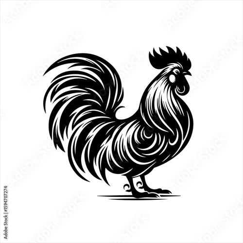 Vector art of rooster standing proudly