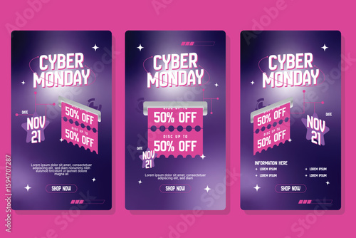 Cyber monday social media promotional template, discount, promo, sales poster design