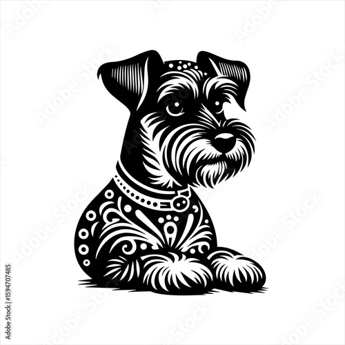 Vector art of schnauzer dog isolated on white background