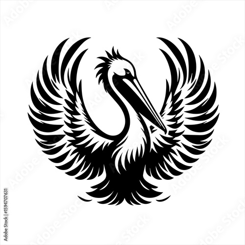 Vector art of pelican with spread wings