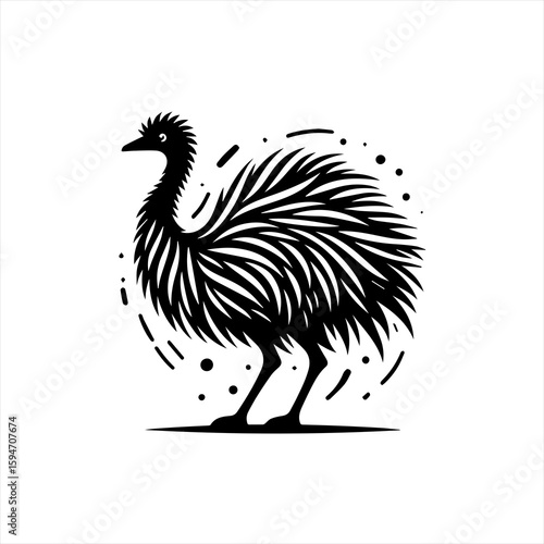 Vector art of ornate emu silhouette