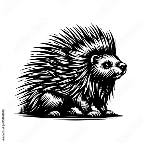 Vector art of a porcupine with sharp quills