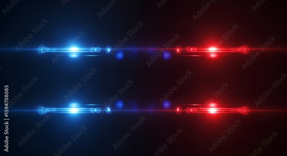 Obraz premium パトライトの輝き 赤と青の緊急光線