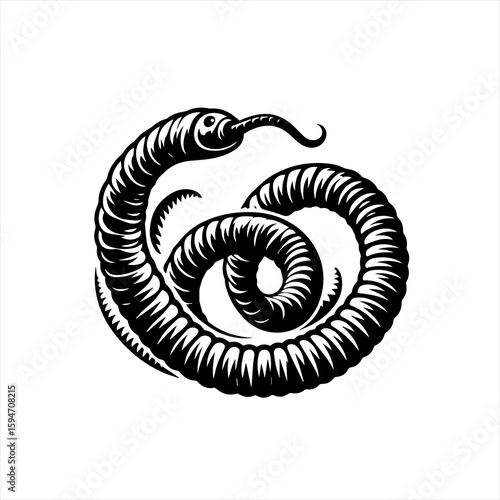 Vector art of ornate worm in a spiral