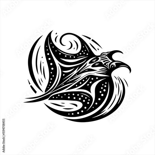 Vector art of manta ray swimming in ocean