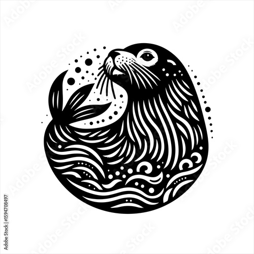 Vector art of seal illustration isolated on white background