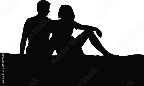 Couple embracing in a romantic silhouette