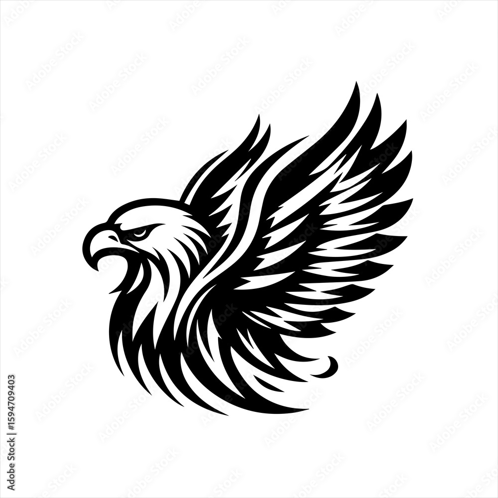 Fototapeta premium Vector art of majestic eagle with spread wings