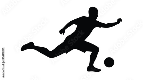 Silhouette of a person kicking a soccer ball, football sports illustration