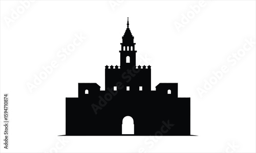 Islamic mosque dome and minaret silhouette