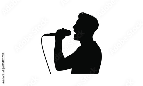 Musical performer singing on stage silhouette