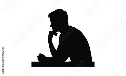 Man deep in thought silhouette
