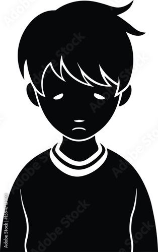 Boy Under Stress Holding Head silhouette vector art illustration