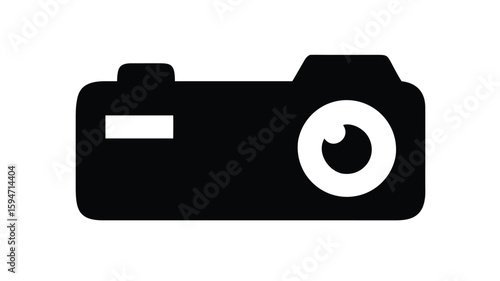 Black camera icon, photography symbol, simple graphic design