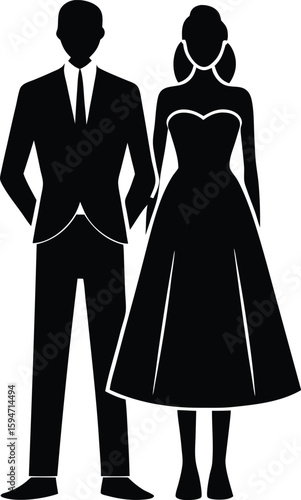 Wallpaper Mural Couple Standing Side by Side silhouette vector art illustration Torontodigital.ca
