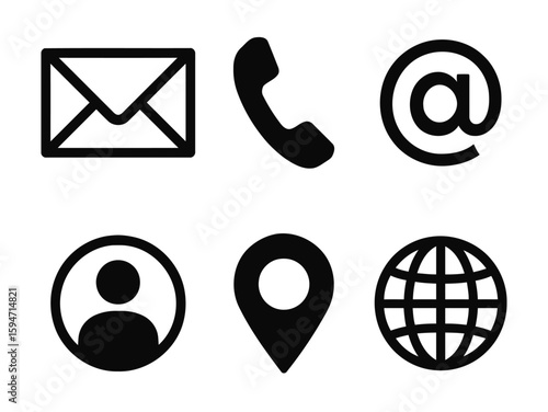 Contact icons collection illustrating communication methods for business