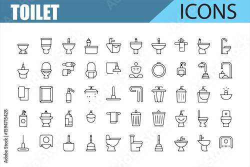 Minimal Bathroom and Restroom Icons for Web Design and Development

