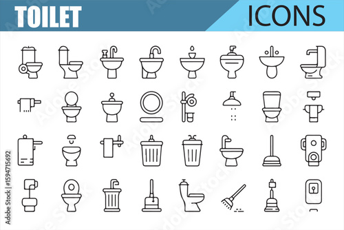Minimalist Toilet Icons for Web and Mobile Interface Design