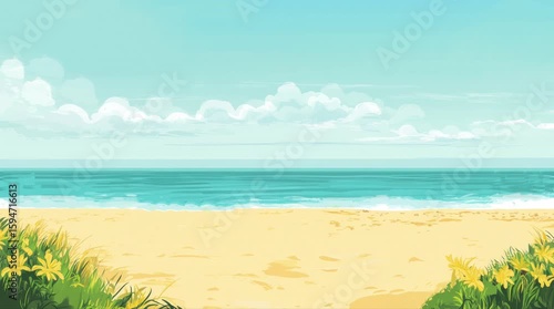 Wallpaper Mural A view of the beach and the sea. 4K animated video Torontodigital.ca