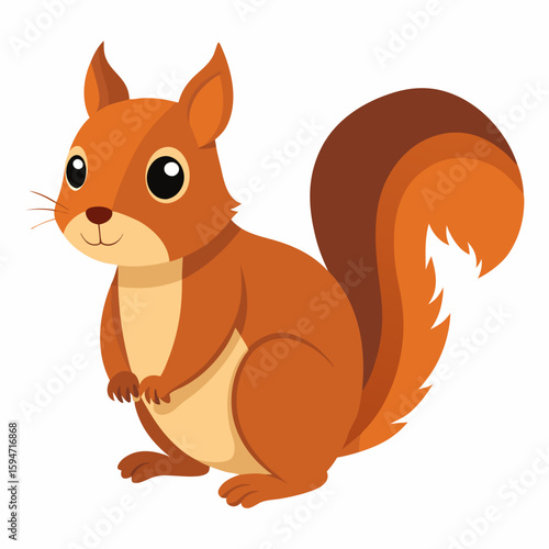 Cartoon squirrel standing with a smiling expression and bushy tail  