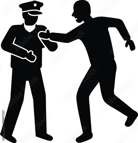 Police Arresting Man silhouette vector art illustration