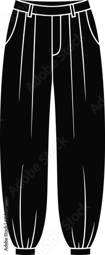High waisted pleated trousers silhouette with visible pleat details