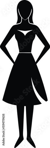 Woman Standing silhouette vector art illustration