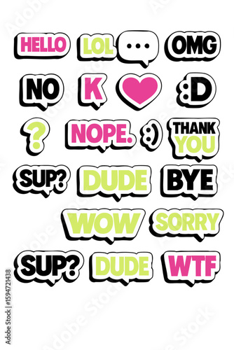 Set of conversational stickers, icons 