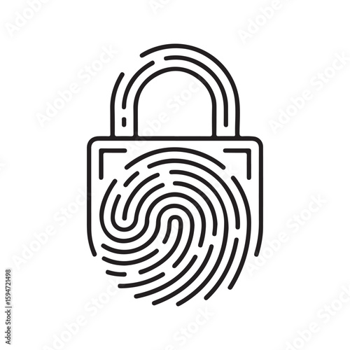 Fingerprint lock security symbol biometric identification