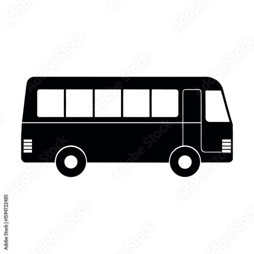 Transport shuttle bus used for airport transit Silhouette Vector illustration