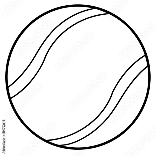 Detailed line art illustration of a fuzzy tennis ball isolated on white background